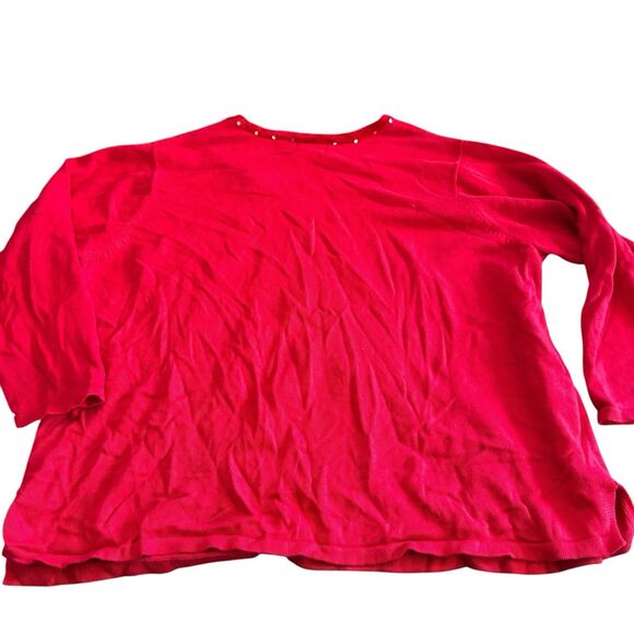 Ladies Christmas Sweater Puppies Dog Pug Golden Poodle Quaker Factory 3X Red - Picture 11 of 14